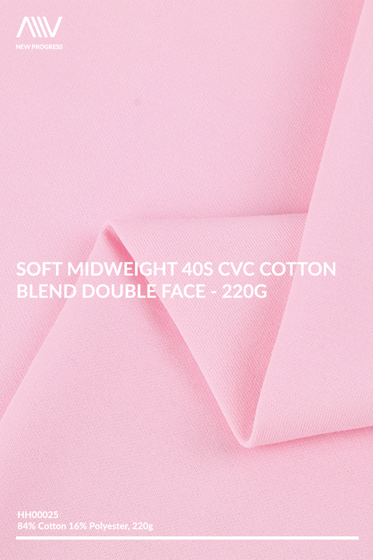 HH00025 - ULTRA SOFT MIDWEIGHT 40S CVC COTTON BLEND INTERLOCK - 220G