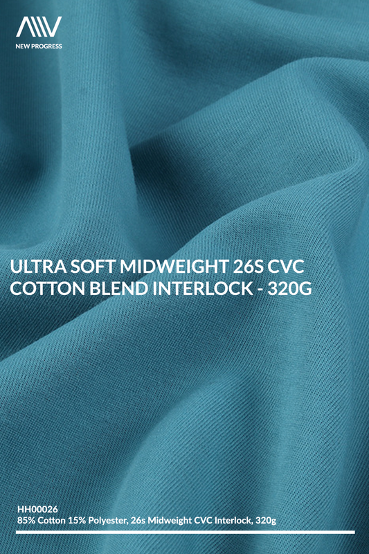 HH00026 - ULTRA SOFT MIDWEIGHT 26S CVC COTTON BLEND INTERLOCK - 320G