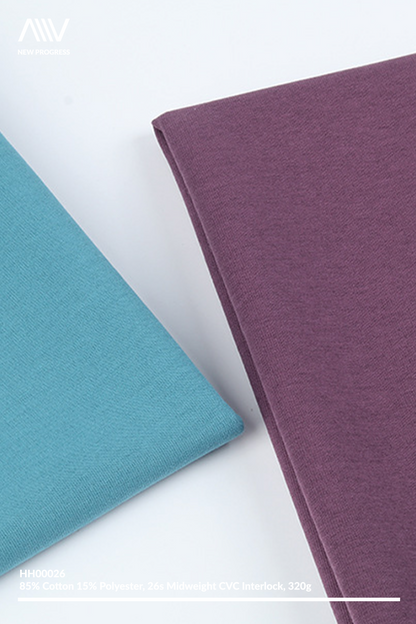 HH00026 - ULTRA SOFT MIDWEIGHT 26S CVC COTTON BLEND INTERLOCK - 320G