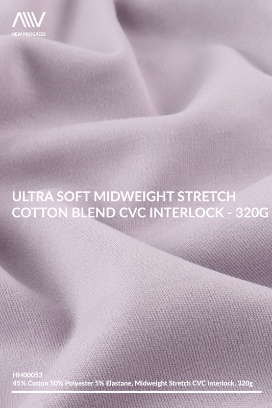 HH00053 - ULTRA SOFT MIDWEIGHT STRETCH COTTON BLEND CVC INTERLOCK - 320G