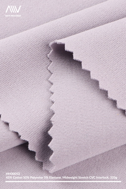 HH00053 - ULTRA SOFT MIDWEIGHT STRETCH COTTON BLEND CVC INTERLOCK - 320G