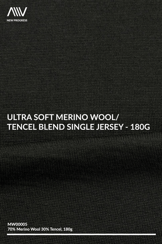 MW00005 - Ultra Soft Merino Wool/ Tencel Blend Single Jersey - 180G