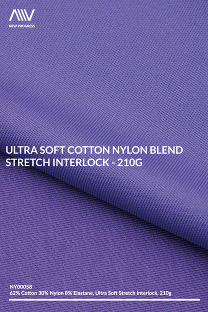 NY00058 - ULTRA SOFT COTTON NYLON BLEND STRETCH INTERLOCK - 210G