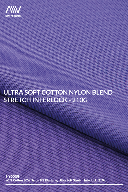 NY00058 - ULTRA SOFT COTTON NYLON BLEND STRETCH INTERLOCK - 210G