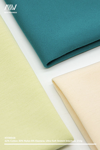 NY00058 - ULTRA SOFT COTTON NYLON BLEND STRETCH INTERLOCK - 210G