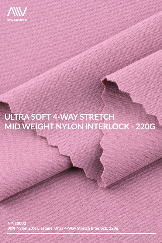 NYIS0002 - ULTRA SOFT 4-WAY STRETCH MID WEIGHT NYLON INTERLOCK - 220G