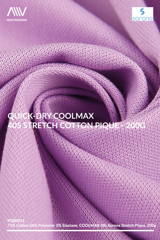 PQ00011 - QUICK-DRY COOLMAX 40S STRETCH COTTON PIQUE - 200G