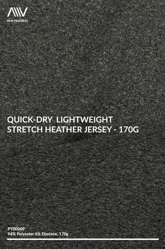 PY00009 - Quick-Dry Lightweight Stretch Heather Jersey - 170G