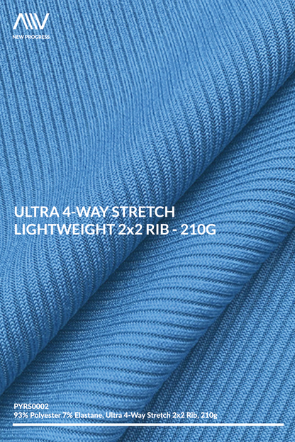 PYRS0002 - ULTRA 4 WAY STRETCH LIGHTWEIGHT 2x2 RIB - 210G