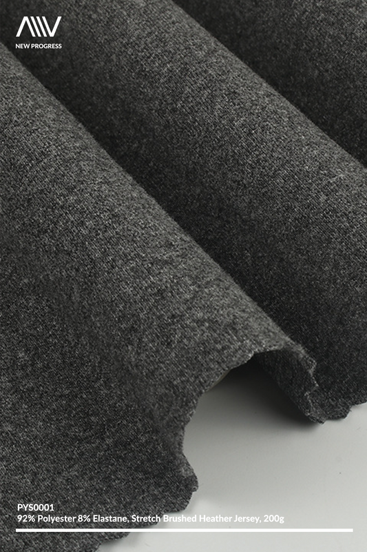 PYS0001 - QUICK DRY BREATHABLE BRUSHED STRETCH HEATHER JERSEY - 200G