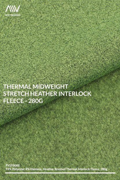 PYST0005 - THERMAL MIDWEIGHT STRETCH HEATHER INTERLOCK FLEECE - 280G