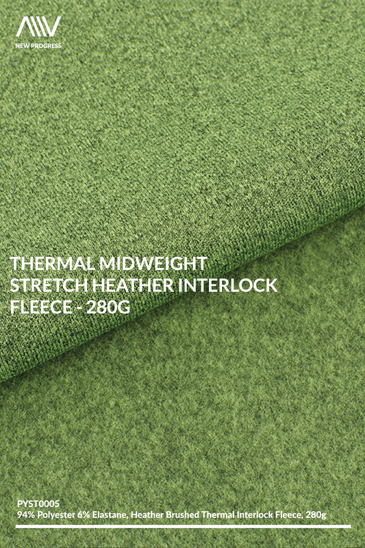 PYST0005 - THERMAL MIDWEIGHT STRETCH HEATHER INTERLOCK FLEECE - 280G