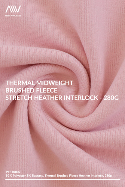 PYST0007 - THERMAL MIDWEIGHT BRUSHED FLEECE STRETCH HEATHER INTERLOCK - 280G