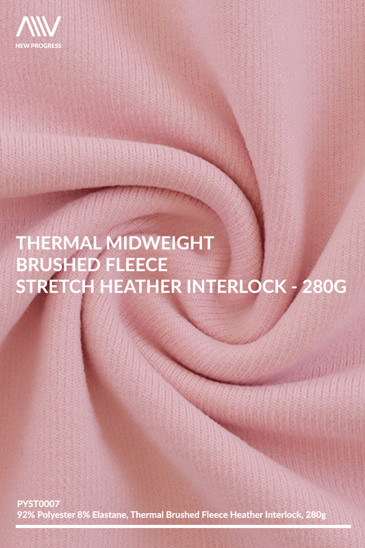 PYST0007 - THERMAL MIDWEIGHT BRUSHED FLEECE STRETCH HEATHER INTERLOCK - 280G