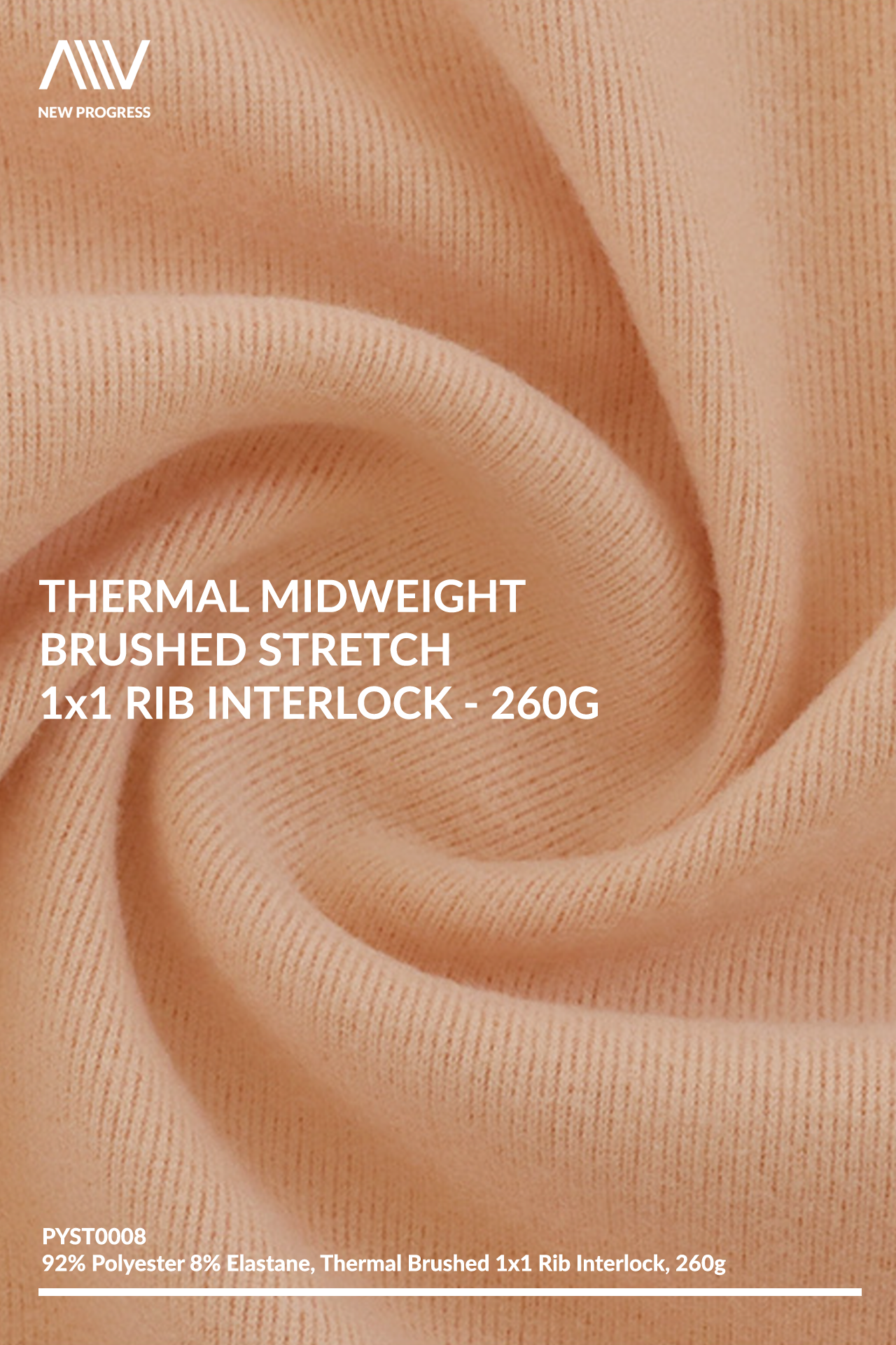 PYST0008 - THERMAL MIDWEIGHT BRUSHED STRETCH 1x1 RIB INTERLOCK - 260G