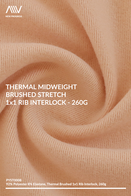 PYST0008 - THERMAL MIDWEIGHT BRUSHED STRETCH 1x1 RIB INTERLOCK - 260G