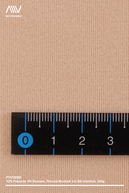 PYST0008 - THERMAL MIDWEIGHT BRUSHED STRETCH 1x1 RIB INTERLOCK - 260G