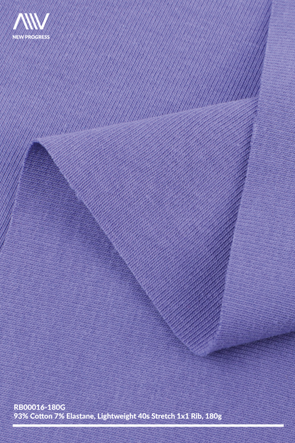 RB00016 - ULTRA SOFT 40S COTTON LIGHTWEIGHT STRETCH 1x1 RIB - 180G