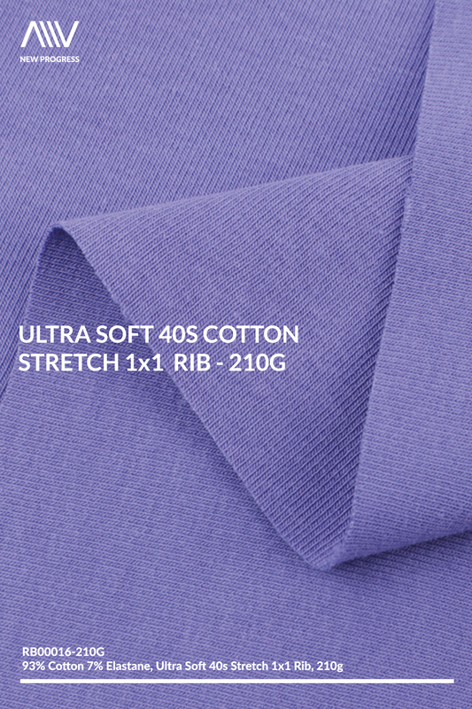 RB00016 - ULTRA SOFT 40S COTTON STRETCH 1x1 RIB - 210G