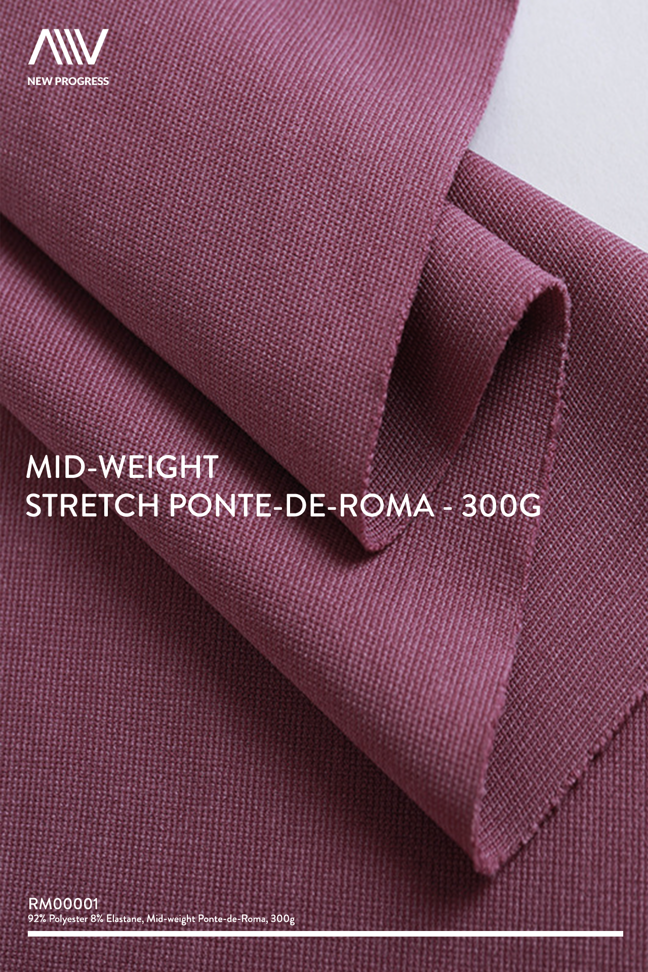 RM00001 - MID-WEIGHT STRETCH PONTE-DE-ROMA - 300G
