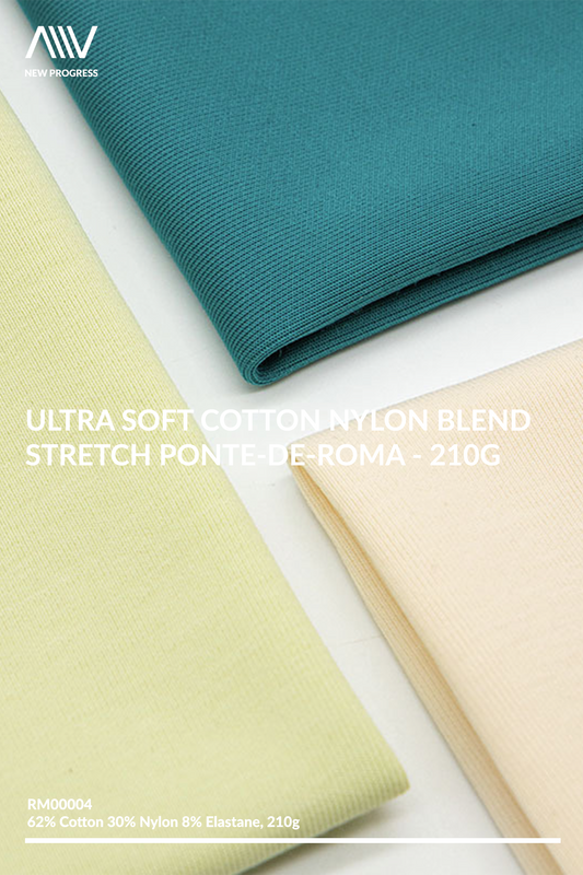 RM00004 - Ultra Soft Cotton Nylon Blend Stretch Ponte-De-Roma - 210G