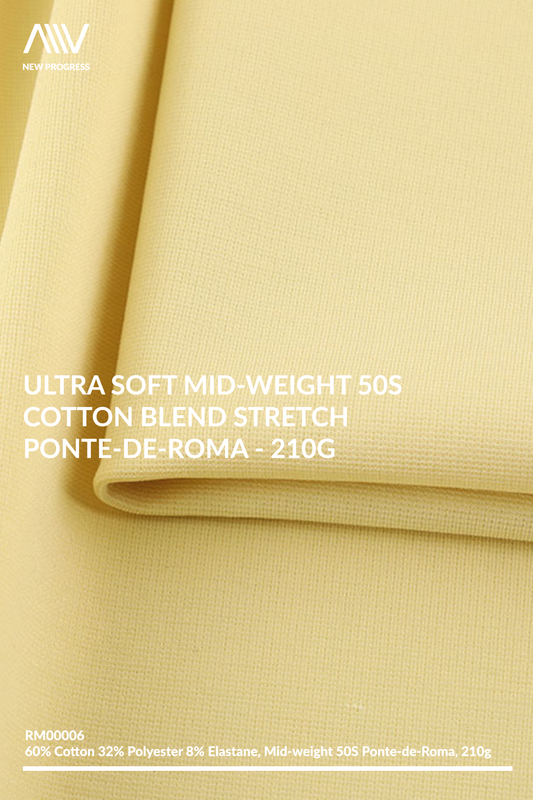 RM00006 - ULTRA SOFT MID-WEIGHT 50S COTTON BLEND STRETCH PONTE-DE-ROMA - 210G
