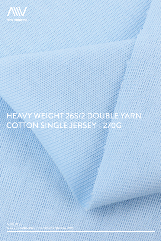 SJ00026 - HEAVY WEIGHT 26S/2 DOUBLE YARN COTTON JERSEY - 270G