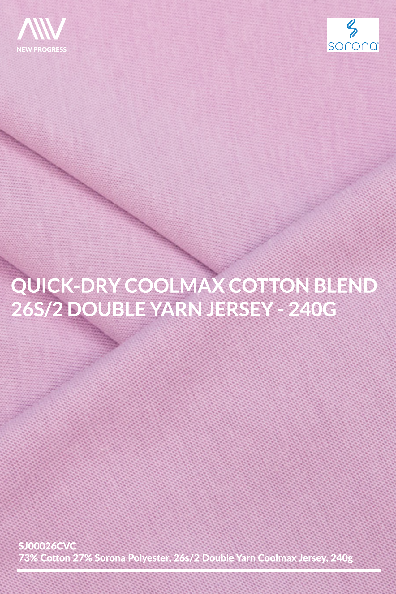 SJ00026CVC - QUICK-DRY COOLMAX COTTON BLEND 26S/2 DOUBLE YARN JERSEY - 240G