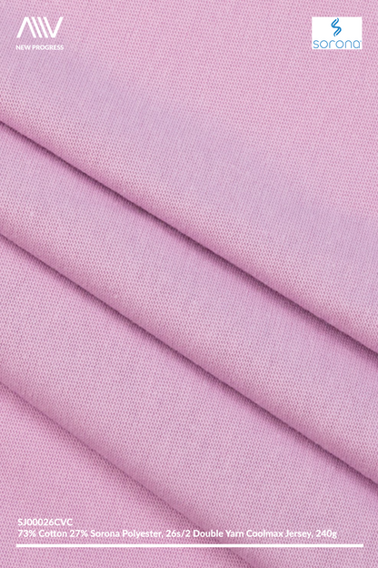 SJ00026CVC - QUICK-DRY COOLMAX COTTON BLEND 26S/2 DOUBLE YARN JERSEY - 240G