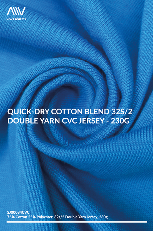 SJ00084CVC - QUICK-DRY COTTON BLEND 32S/2 DOUBLE YARN CVC JERSEY - 230G