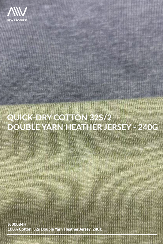 SJ00084H - QUICK-DRY COTTON 32S/2 DOUBLE YARN HEATHER JERSEY - 240G