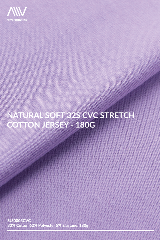 SJS0003CVC - Natural Soft 32s CVC Stretch Cotton Jersey - 180G