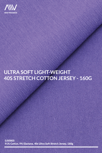 SJS0005 - ULTRA SOFT LIGHT-WEIGHT 40S STRETCH COTTON JERSEY - 160G