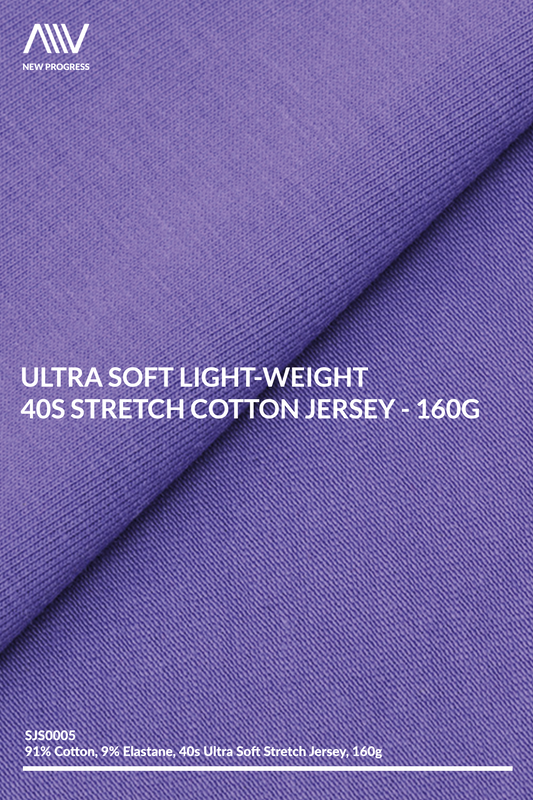SJS0005 - ULTRA SOFT LIGHT-WEIGHT 40S STRETCH COTTON JERSEY - 160G
