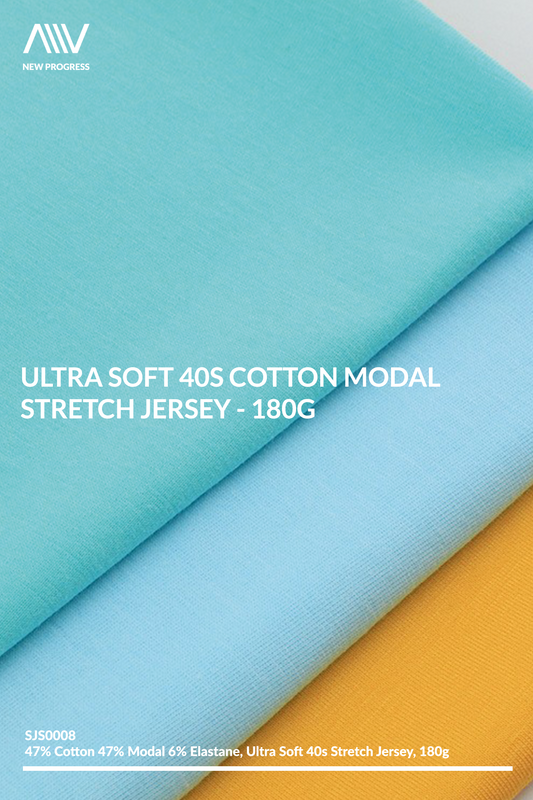 SJS0008 - ULTRA SOFT 40S COTTON MODAL STRETCH JERSEY - 180G