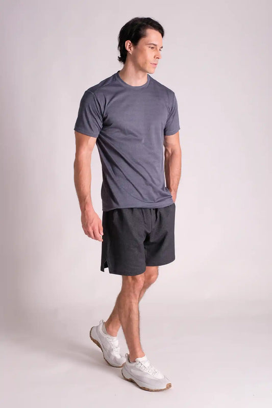 SPE0114 - Mid-weight Stretch Nylon Performance Short 7.0" - Heather Charcoal Grey