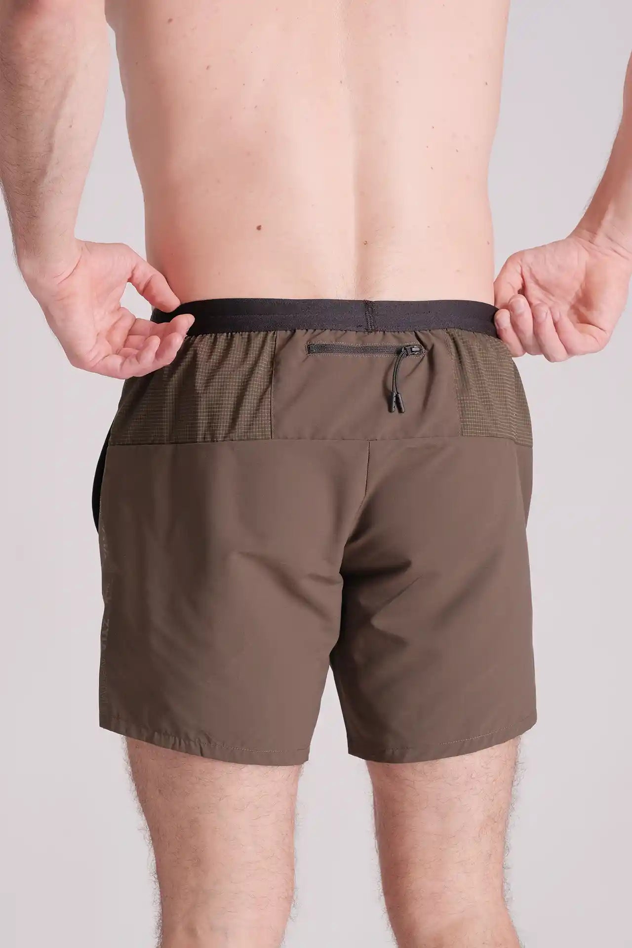SPE0137 - Water Resistant Back Zip Running Short 6.0" - Army