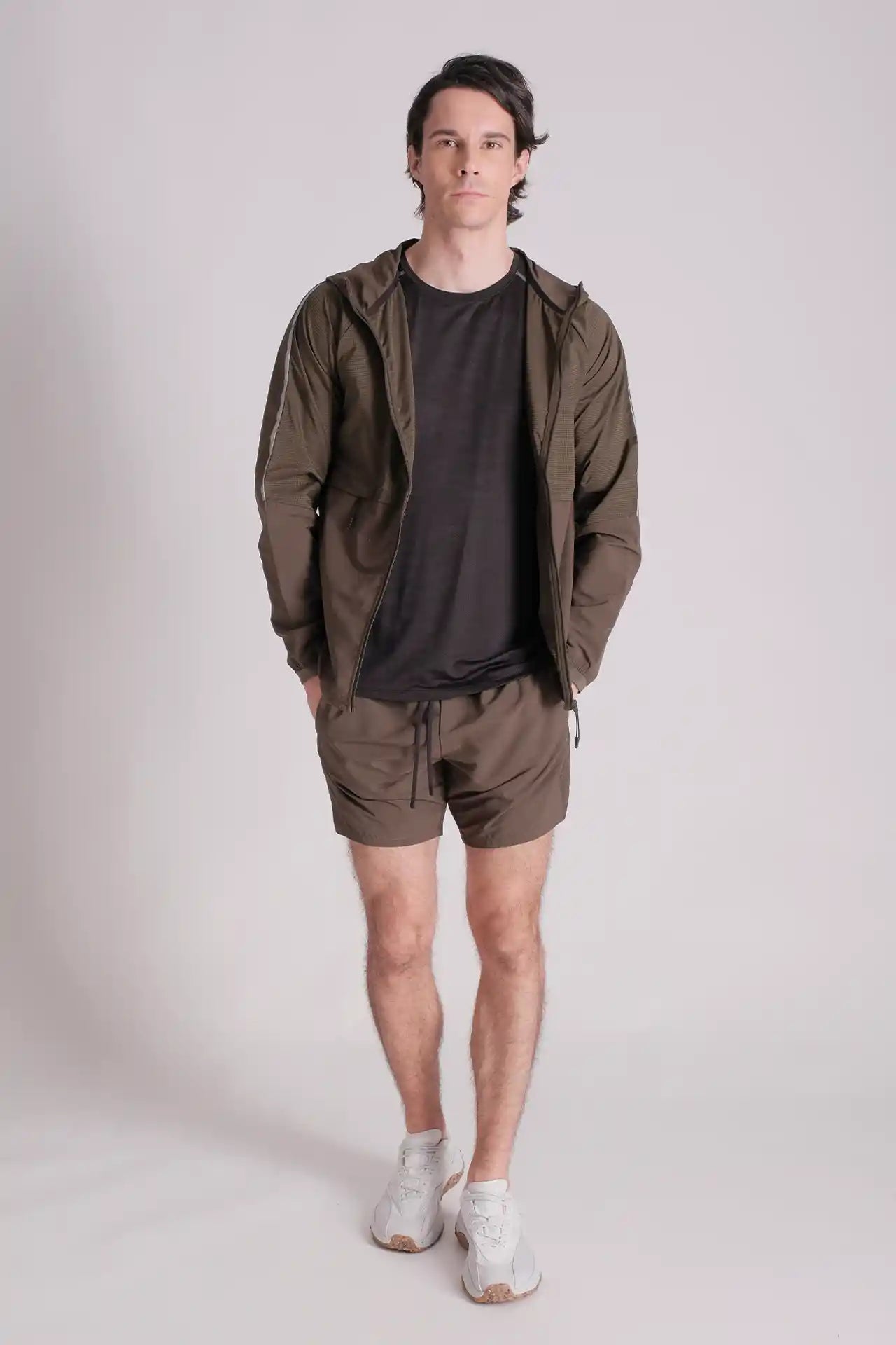 SPE0137 - Water Resistant Back Zip Running Short 6.0" - Army