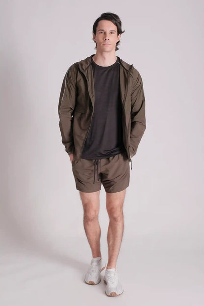 SPE0137 - Water Resistant Back Zip Running Short 6.0" - Army