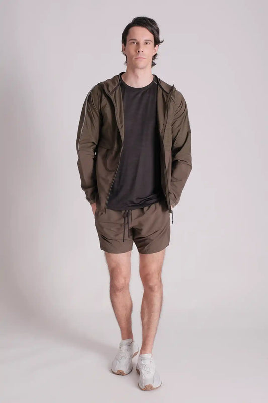 SPE0137 - Water Resistant Back Zip Running Short 6.0" - Army