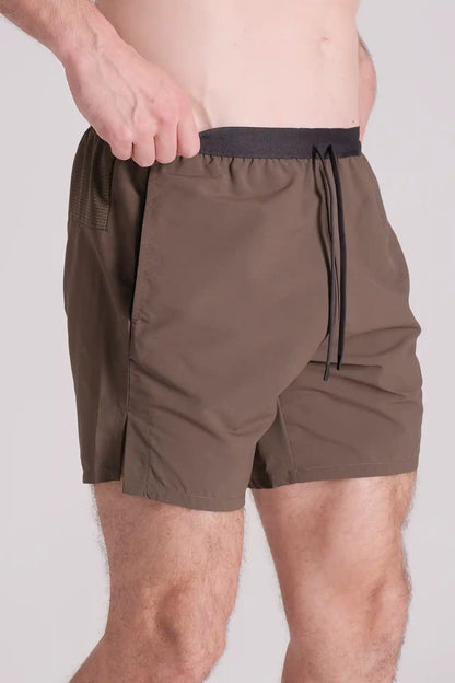 SPE0137 - Water Resistant Back Zip Running Short 6.0" - Army