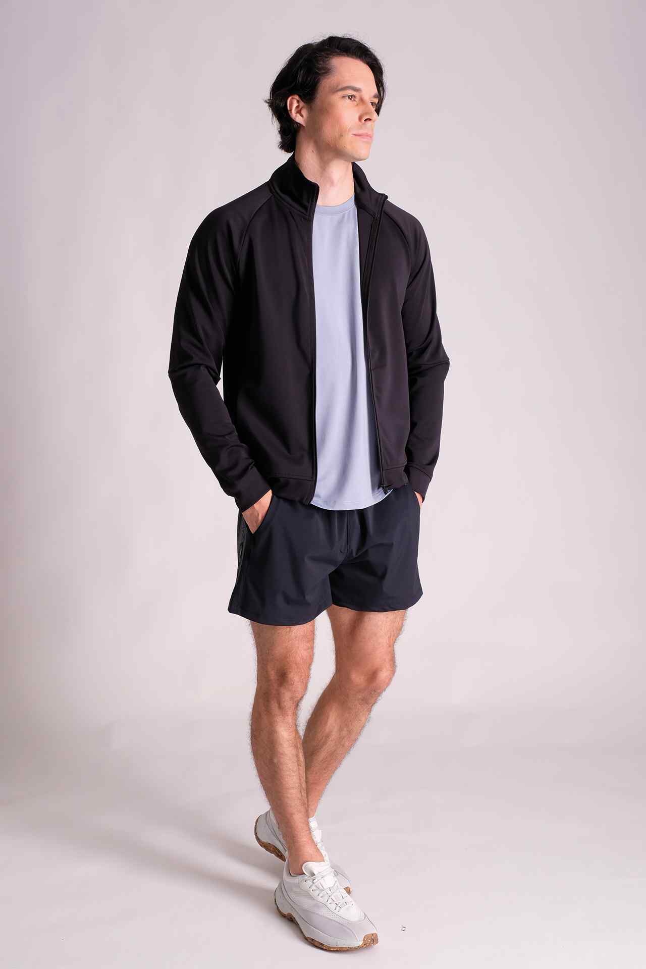 SPE0138 - Lightweight Stretch Nylon Back Zip Pocket Running Short 4.5" - Navy