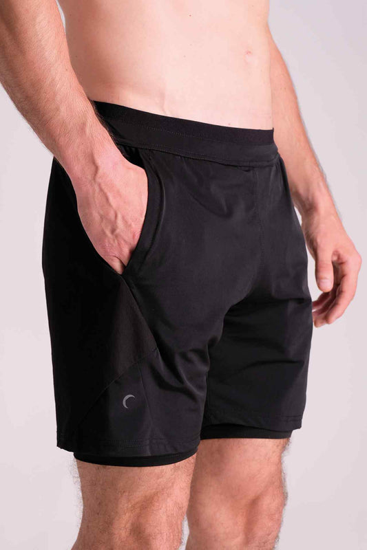 SPE0139 - Lightweight Stretch Nylon Workout Liner Short 7.0" - Black