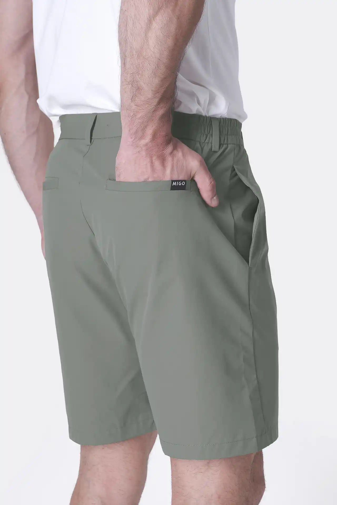 SPE0153 - Water Resistant Stretch Woven Classic Fit Essentials Short 9" - Agave