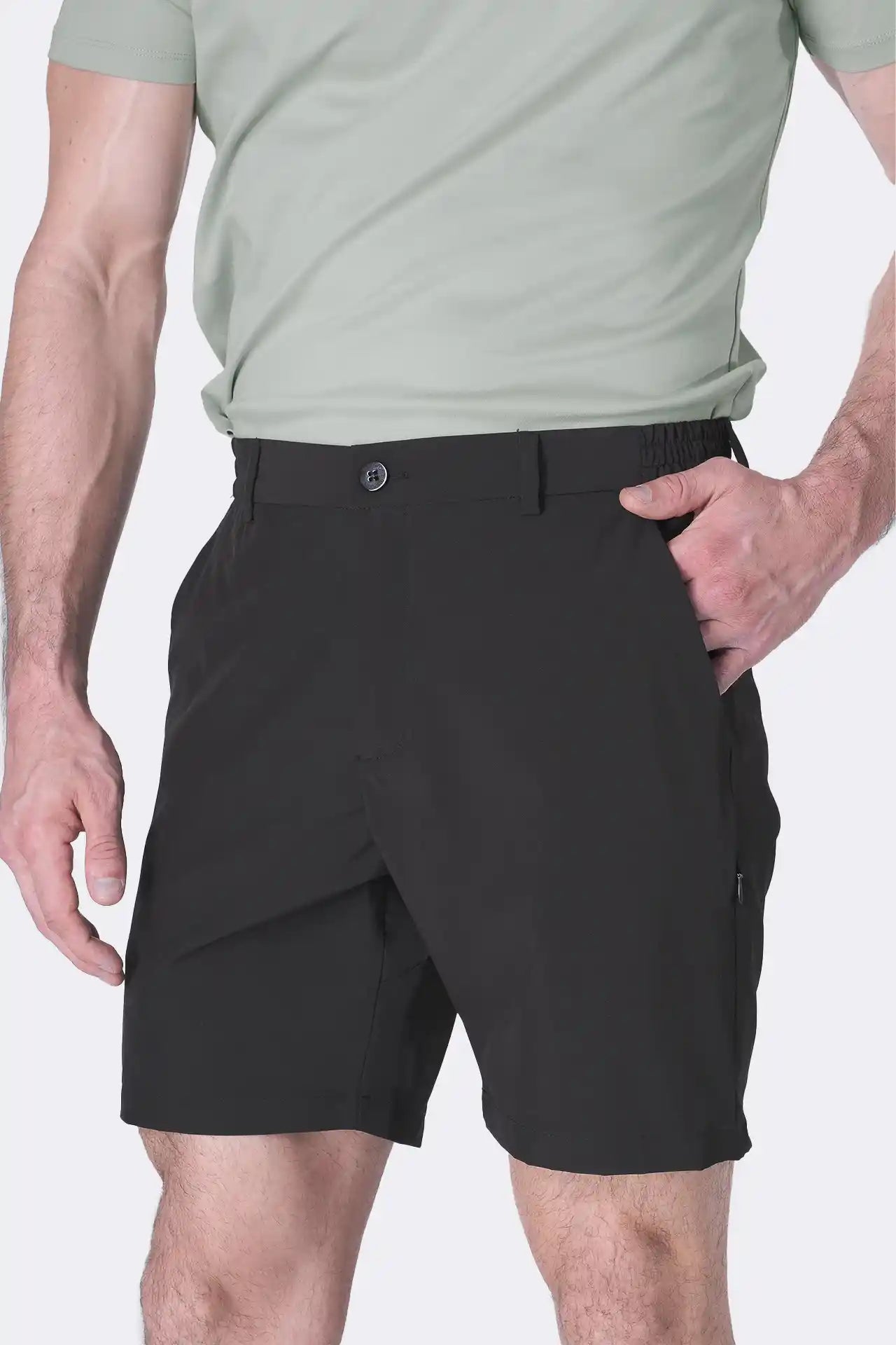 SPE0155 - Ultra Lightweight Stretch Woven Shorts 7" - Black