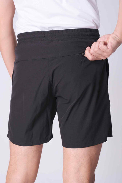 SPE0156 - Water Resistant Lightweight Stretch Everyday Drawstring Active Shorts 6" - Black