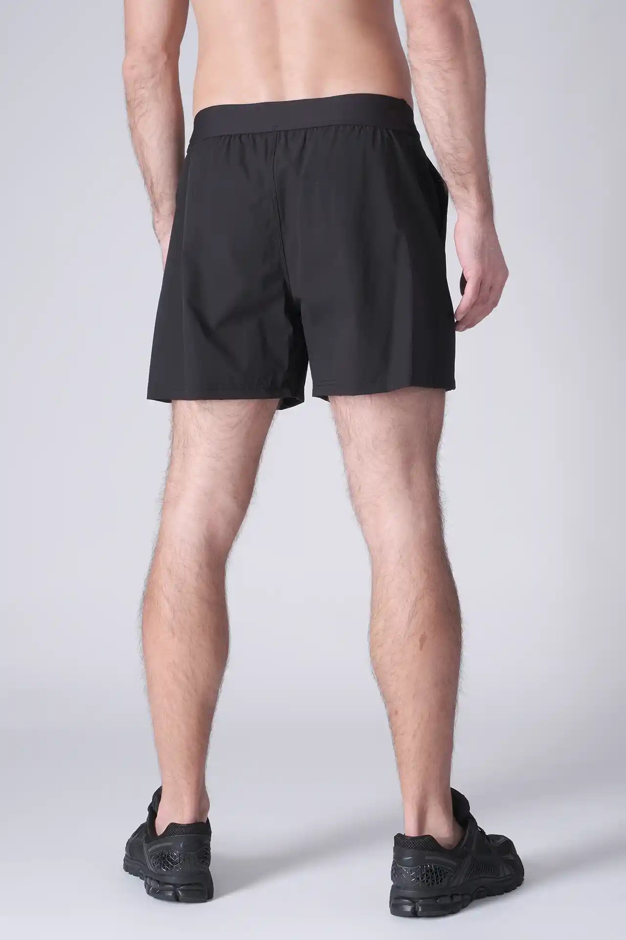 SPE0198 - Lightweight Stretch Nylon Linerless Workout Shorts 5" - Black