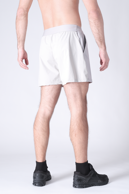 SPE0198 - Lightweight Stretch Nylon Linerless Workout Shorts 5" - Light Grey