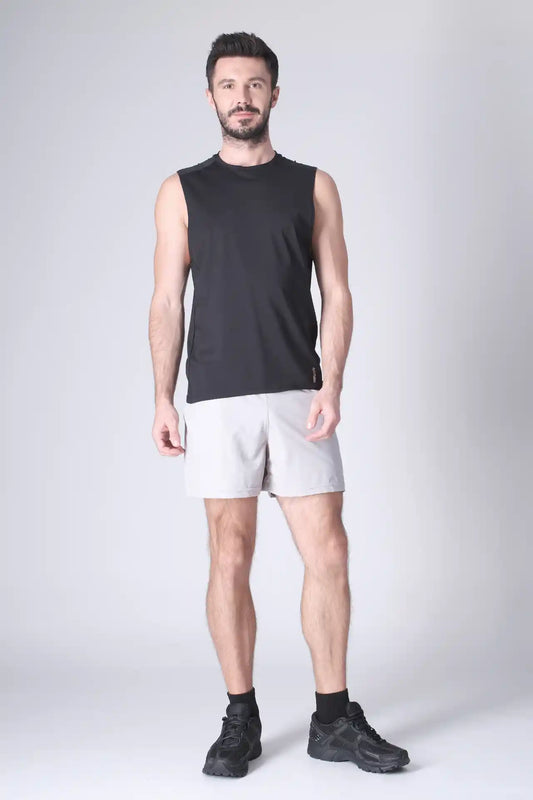 SPE0198 - Lightweight Stretch Nylon Linerless Workout Shorts 5" - Light Grey