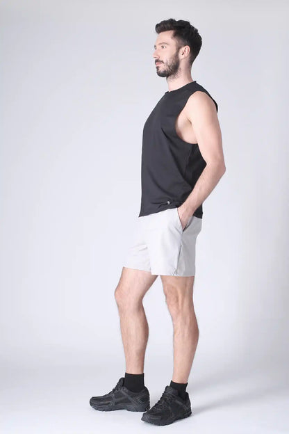 SPE0198 - Lightweight Stretch Nylon Linerless Workout Shorts 5" - Light Grey